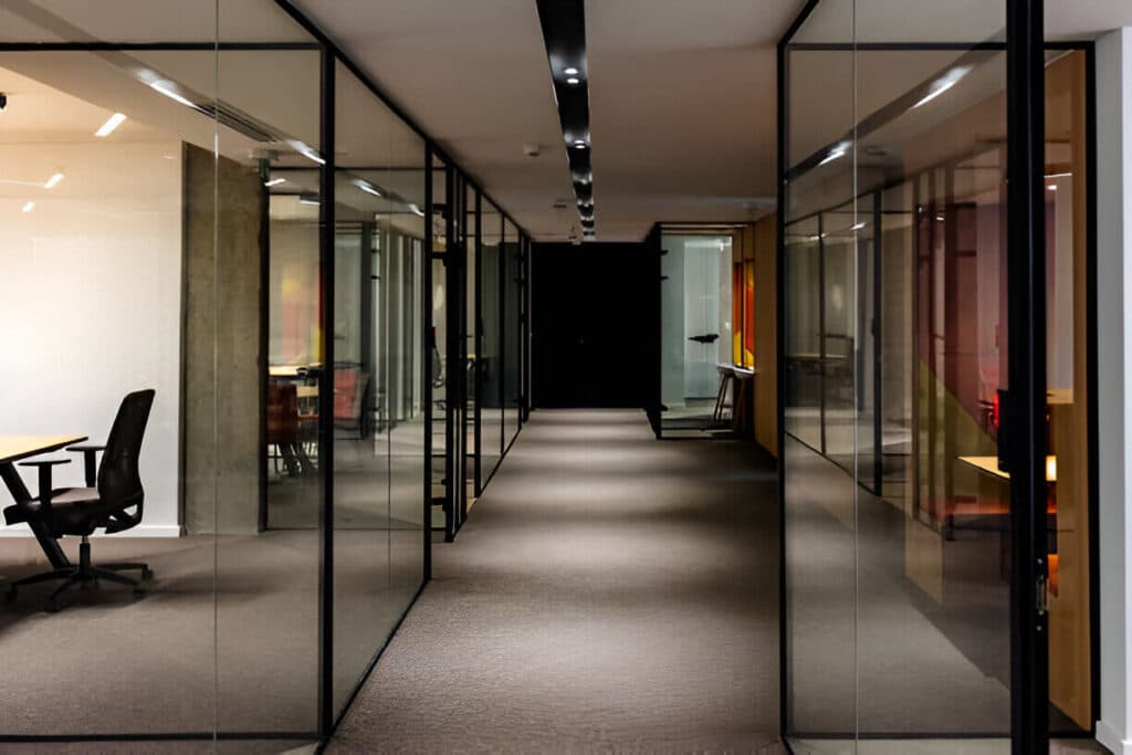 Glass office partitions