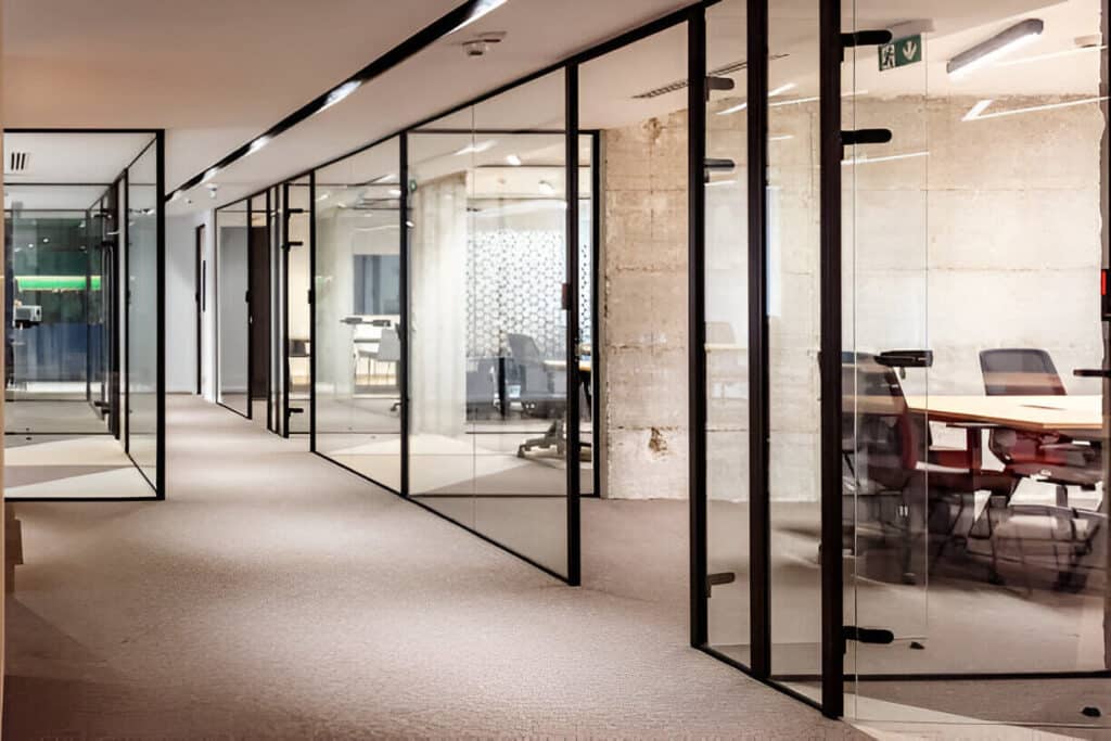 Glass office partitions
