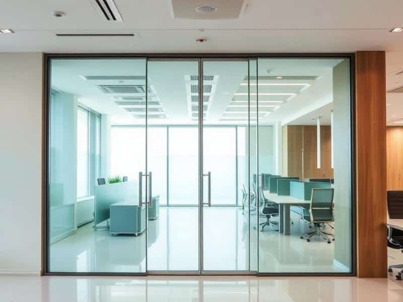 Glass office partitions