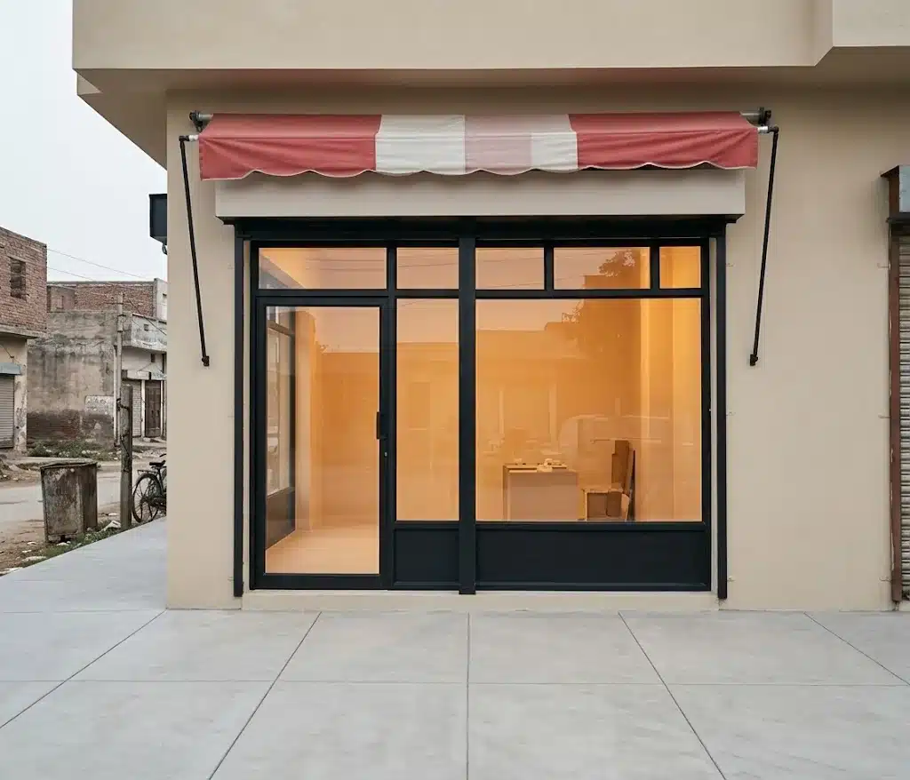 After new aluminium shopfront