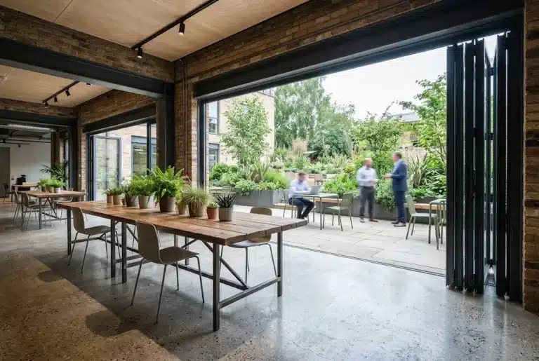 Office courtyard stacking doors, Smeaton Grange