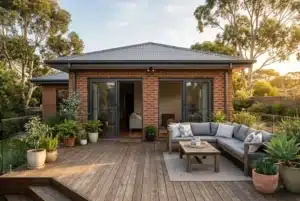 Sliding doors onto a Currans Hill deck