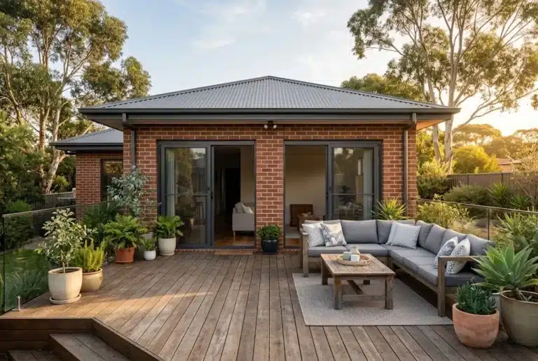 Sliding doors onto a Currans Hill deck
