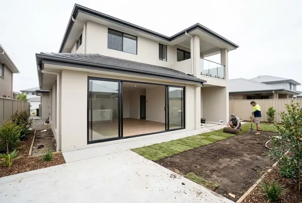 Four panel stacking doors installed across the rear of a Gregory Hills new build