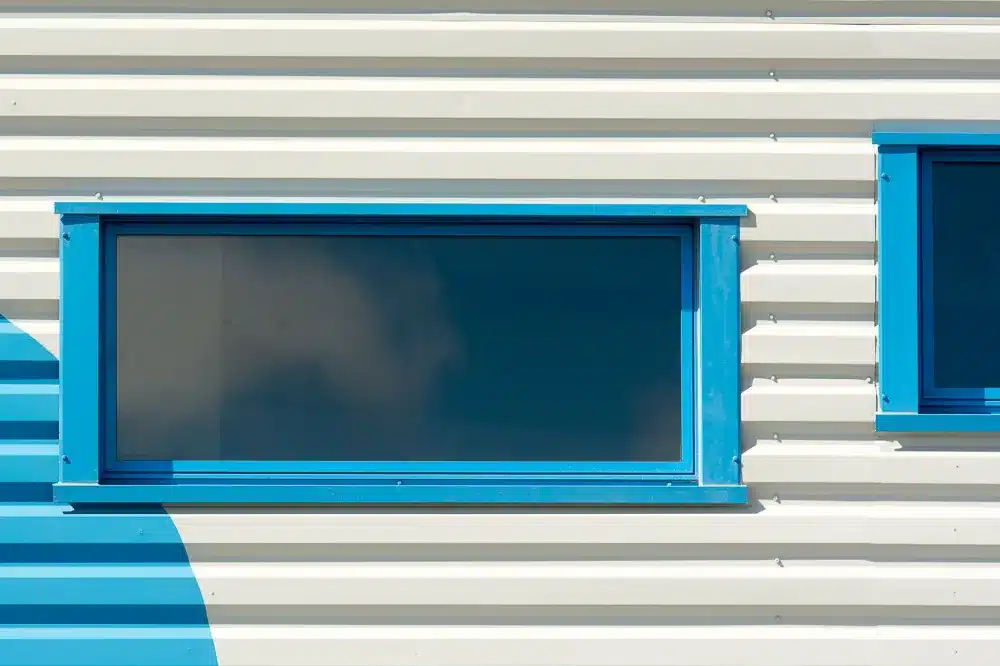 Close-up of powder coated aluminium awning window frame in a modern home