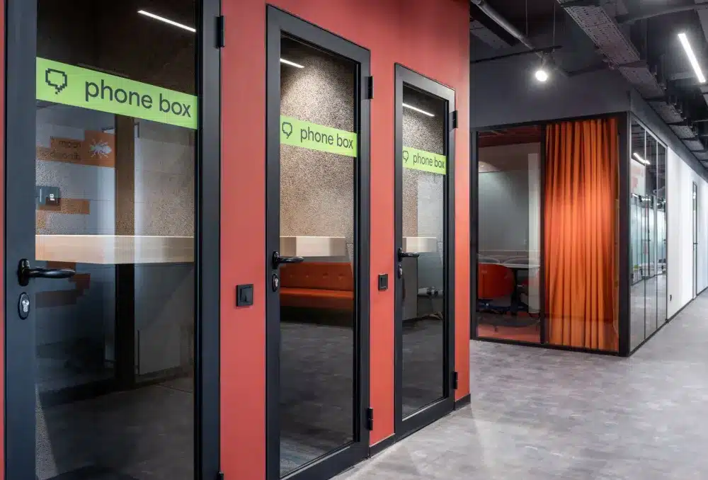 Glass office partition inside a modern commercial space near Oran Park NSW